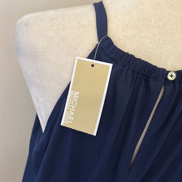 Michael Michael Kors navy halter top with ruffle bottom Size L New - Picture 7 of 13
